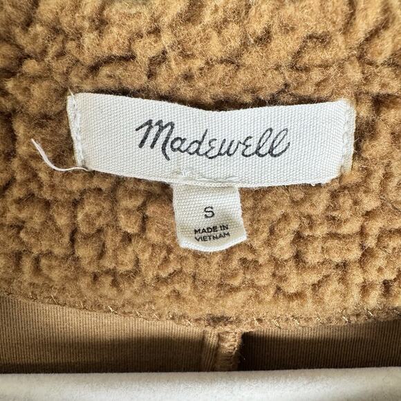 MADEWELL Women’s Bonded Sherpa Cocoon Coat Pockets Brown Size Small - Picture 2 of 13